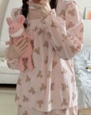 Long Sleeved Pullover Plaid Pajamas For Women