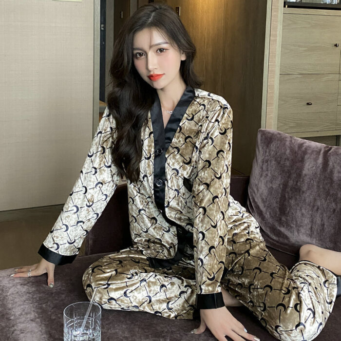 Men Plaid Thin Cardigan Pajama Set - Image 2