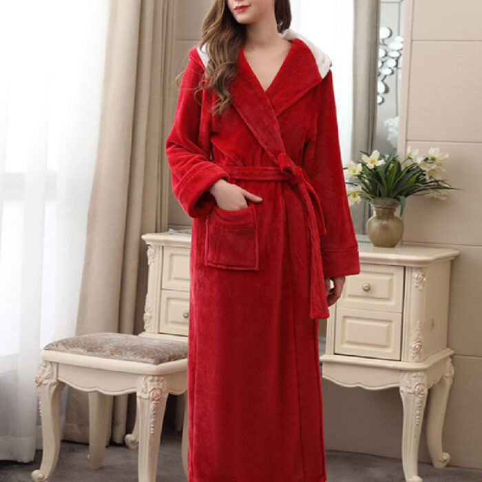 Plus Fat Coral Velvet Bathrobe Pajamas For Men - Image 5