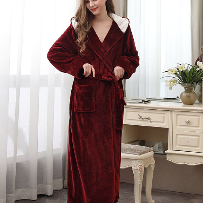 Plus Fat Coral Velvet Bathrobe Pajamas For Men - Image 10