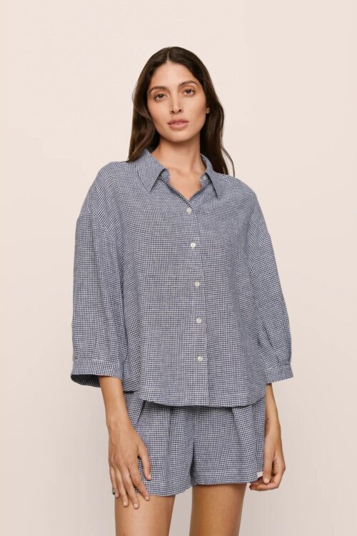 Relaxed Linen-Blend Button Down Shirt