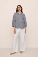 Relaxed Linen-Blend Button Down Shirt