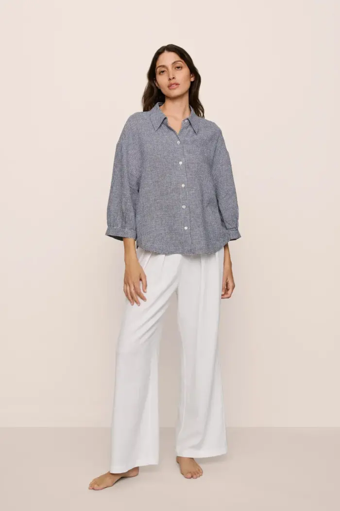 Relaxed Linen-Blend Button Down Shirt - Image 2