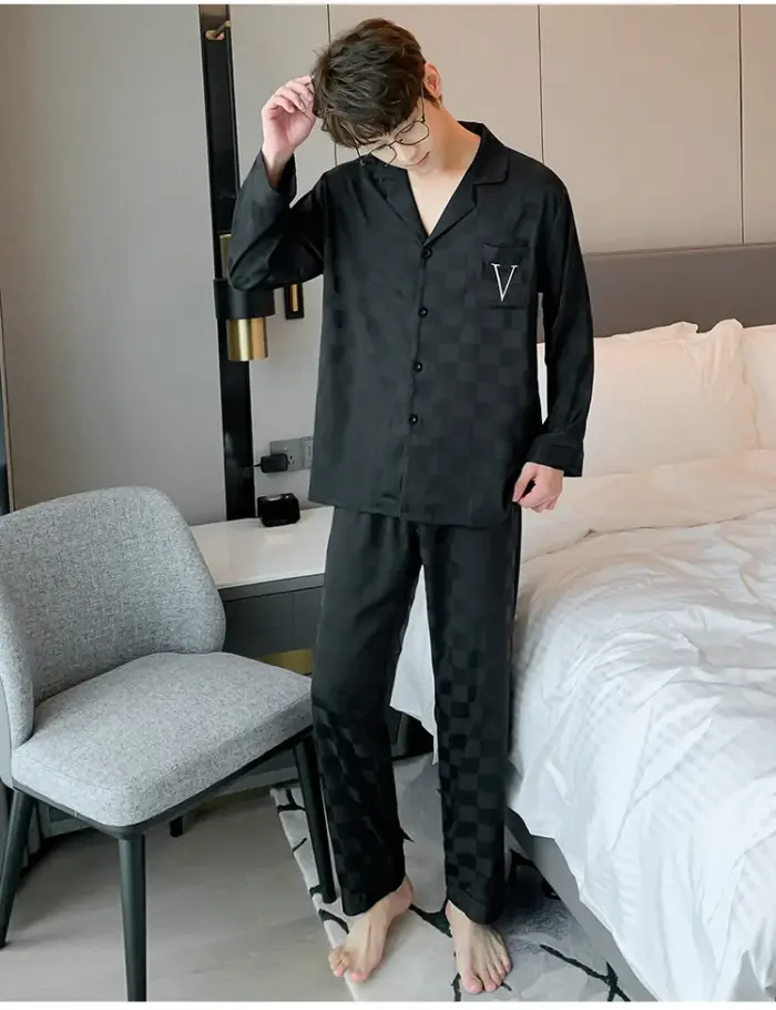 Classic Gingham Short Pajama Set for Men - Image 7