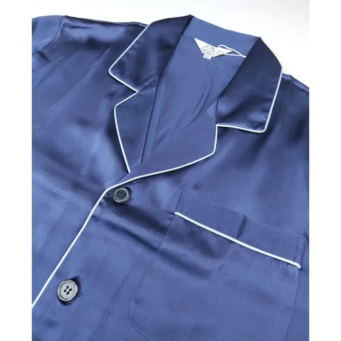 Classic Navy Satin Pajama Set - Image 3