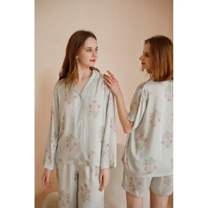 Floral Viscose Pajama Set - Image 4