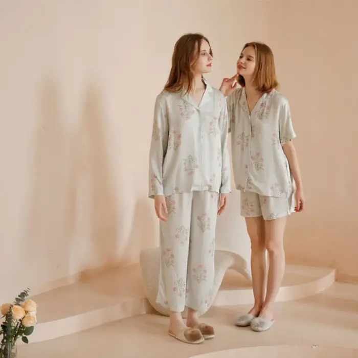 Floral Viscose Pajama Set - Image 3
