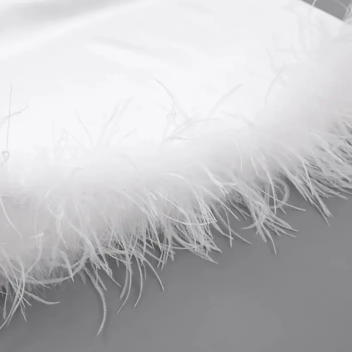 Elegant Feather-Trim White Cami Top - Image 8