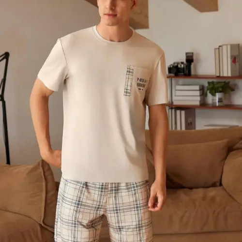 Men’s Casual Plaid Pajama Set