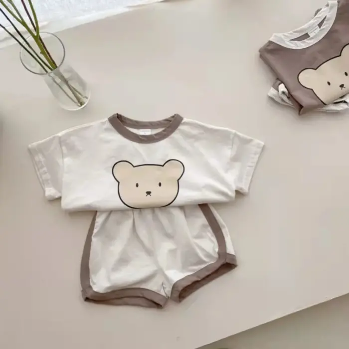 Baby Bear Print Summer Pajama Set - Image 2