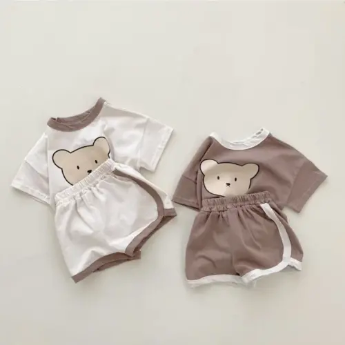 Baby Bear Print Summer Pajama Set