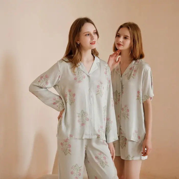 Floral Viscose Pajama Set - Image 2