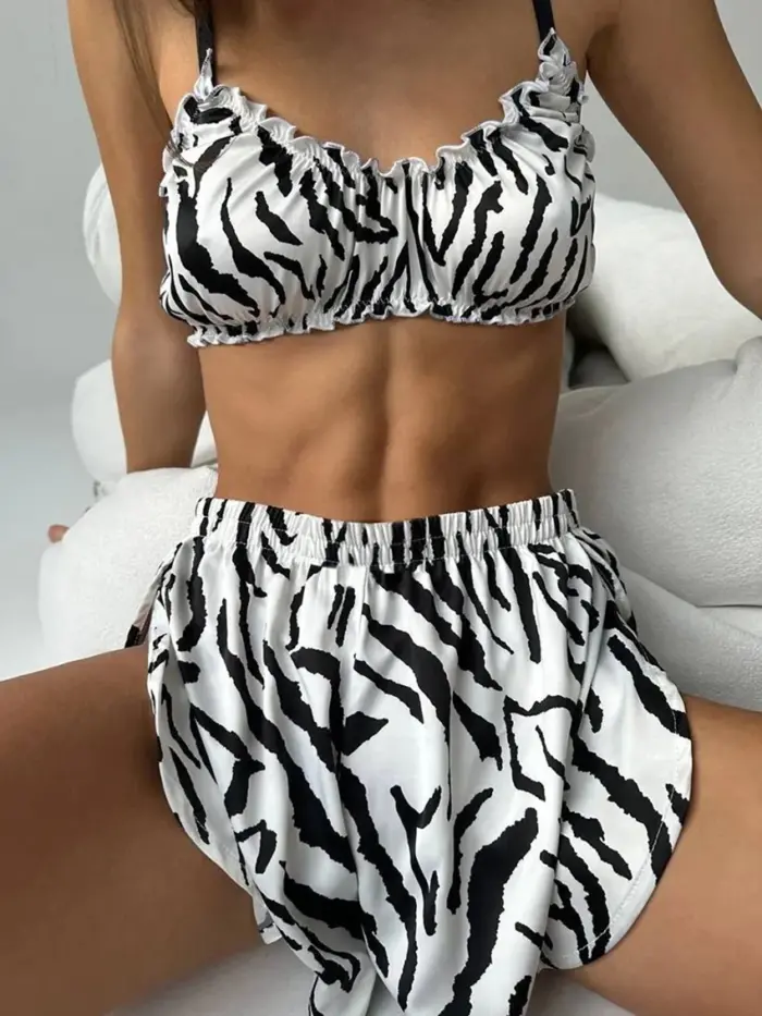 Zebra Print Satin Pajama Set - Image 2