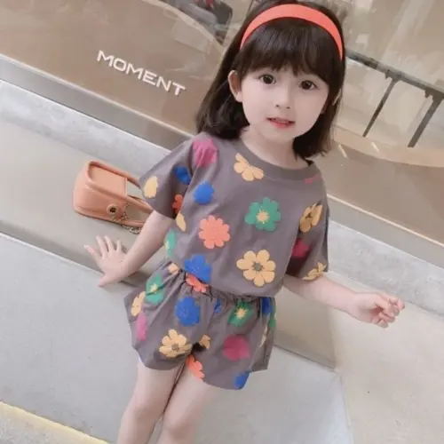 Kids Colorful Flower Print Summer Set