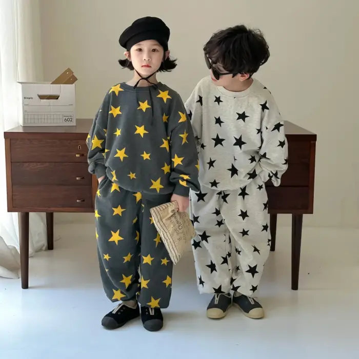 Kids Long-Sleeve Star Print Loungewear Set - Image 2