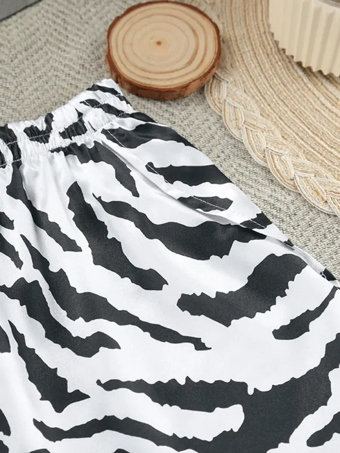 Zebra Print Satin Pajama Set - Image 7