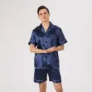Classic Black Satin Short Pajama Set for Men