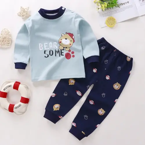 “Bear Some” Cartoon Pajama Set for Kids