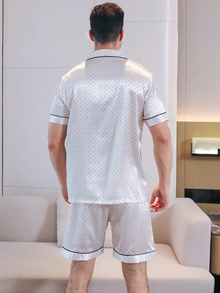 Elegant Printed Short Pajama Set for Men - Image 3