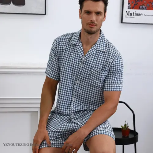 Classic Gingham Short Pajama Set for Men
