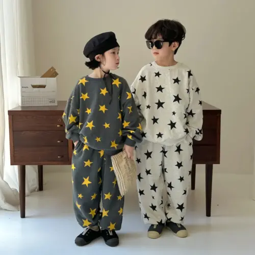 Kids Long-Sleeve Star Print Loungewear Set