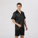 Classic Black Satin Short Pajama Set for Men