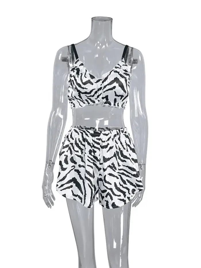 Zebra Print Satin Pajama Set - Image 4