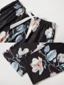 Black Short-Sleeve Top & Floral Wide-Leg Pajama Pants Set