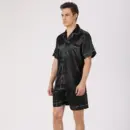 Classic Black Satin Short Pajama Set for Men